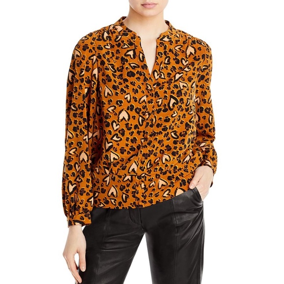 Karl Lagerfeld Tops - Karl Lagerfeld Paris Heart Print Long Sleeve Blouse